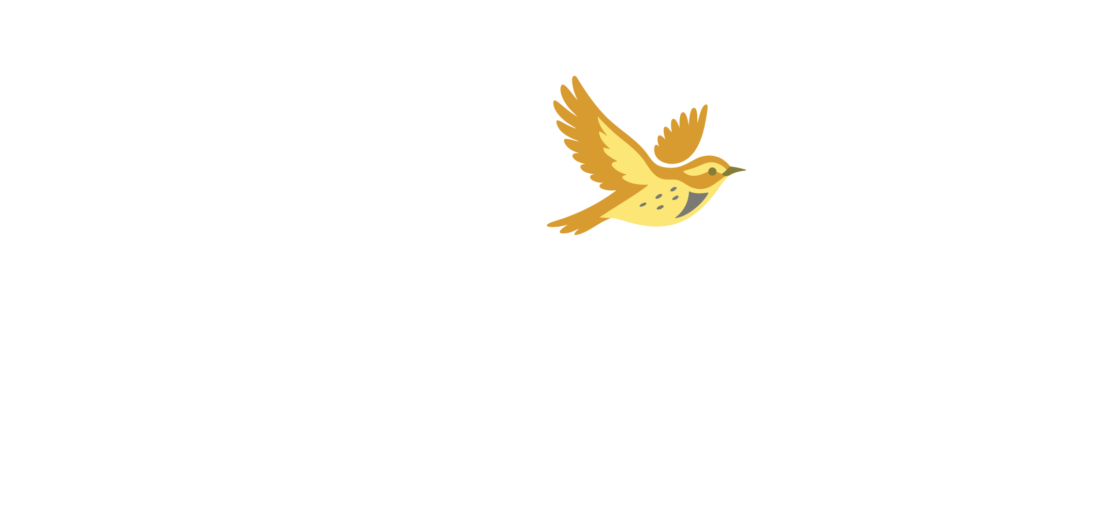 Yellow bird logo on a white background